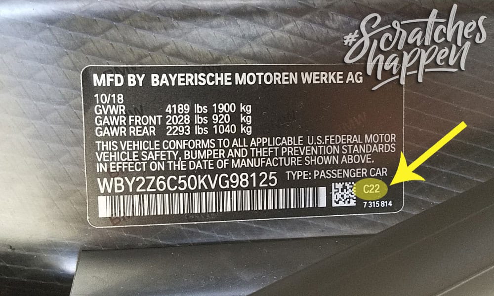 BMW Paint Code Location (Sticker)