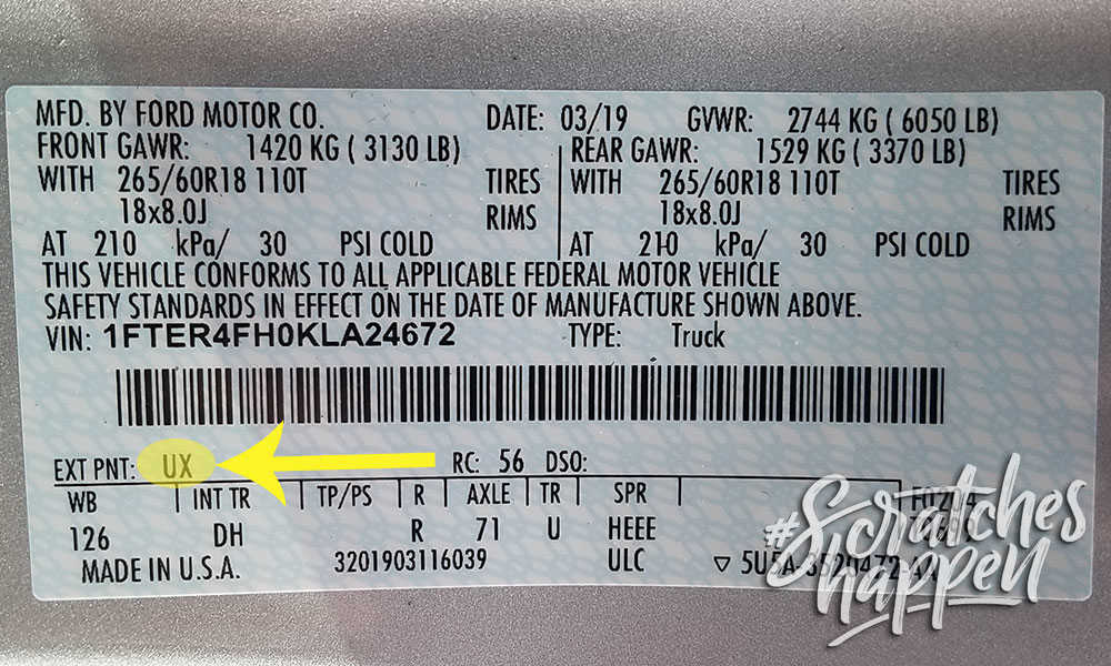 Ford Paint Code Location (Sticker)